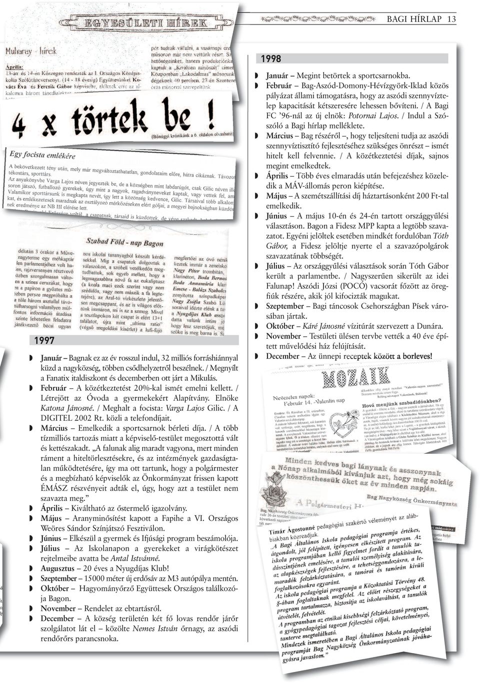 / Meghat a focista: Varga Lajos Giic. / A DIGITEL 2002 rt. közi a teefondíjait. w Március Emekedik a sportcsarnok béreti díja.