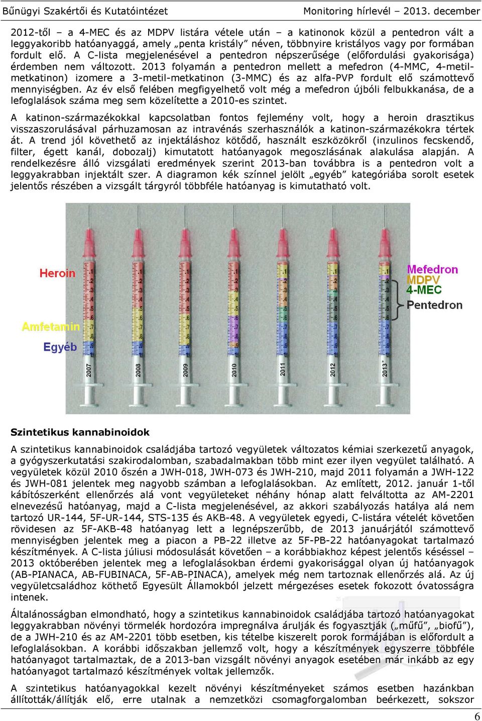 2013 folyamán a pentedron mellett a mefedron (4-MMC, 4-metilmetkatinon) izomere a 3-metil-metkatinon (3-MMC) és az alfa-pvp fordult elő számottevő mennyiségben.