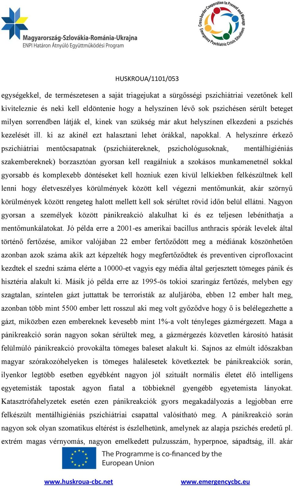 A helyszínre érkező pszichiátriai mentőcsapatnak (pszichiátereknek, pszichológusoknak, mentálhigiéniás szakembereknek) borzasztóan gyorsan kell reagálniuk a szokásos munkamenetnél sokkal gyorsabb és