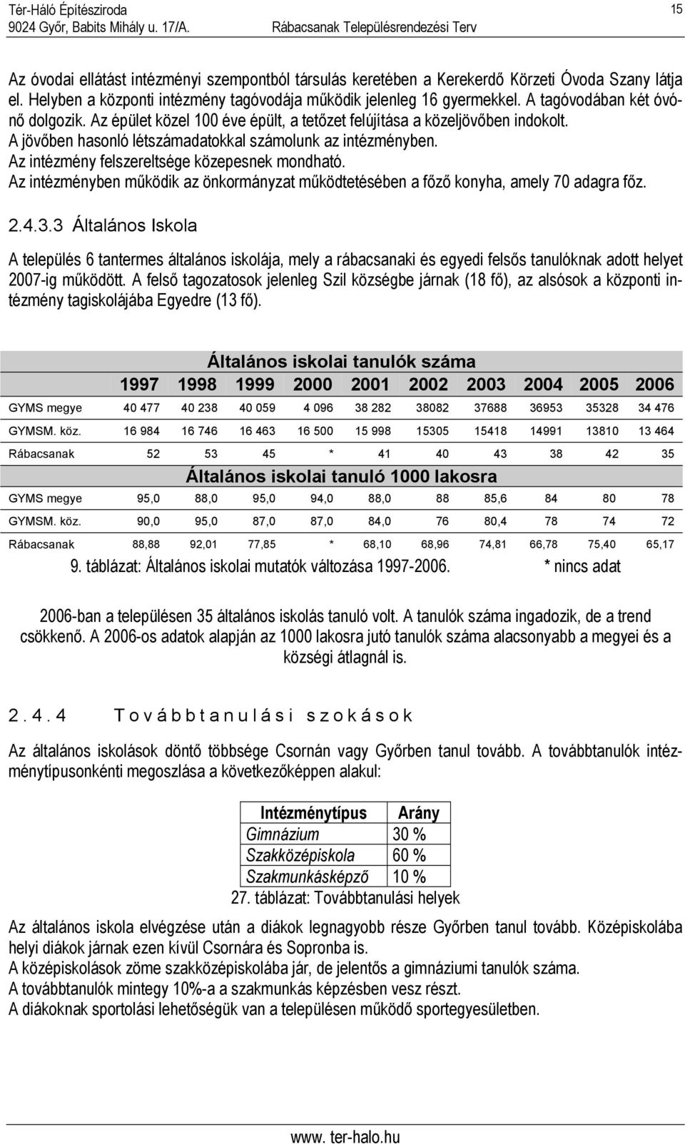 Az intézmény felszereltsége közepesnek mondható. Az intézményben működik az önkormányzat működtetésében a főző konyha, amely 70 adagra főz. 2.4.3.