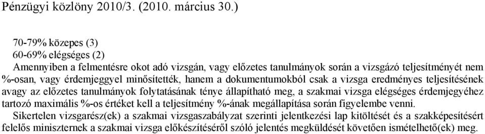 vizsga elégséges érdemjegyéhez tartozó maximális %-os értéket kell a teljesítmény %-ának megállapítása során figyelembe venni.