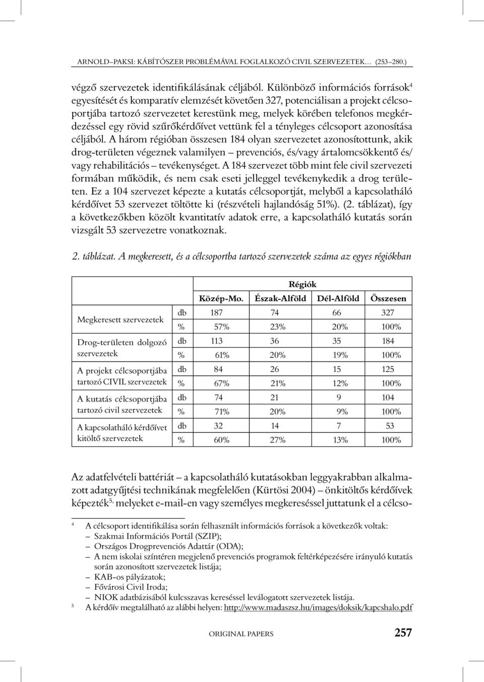 egy rövid szûrôkérdôívet vettünk fel a tényleges célcsoport azonosítása céljából.