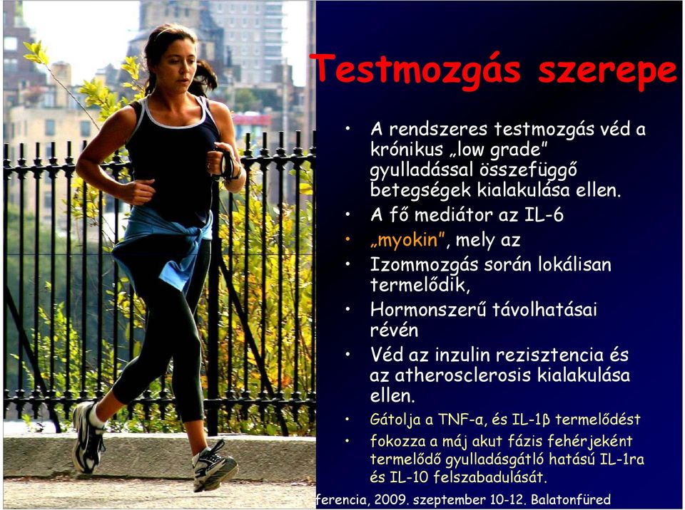A fı mediátor az IL-6 myokin, mely az Izommozgás során lokálisan termelıdik, Hormonszerő távolhatásai révén
