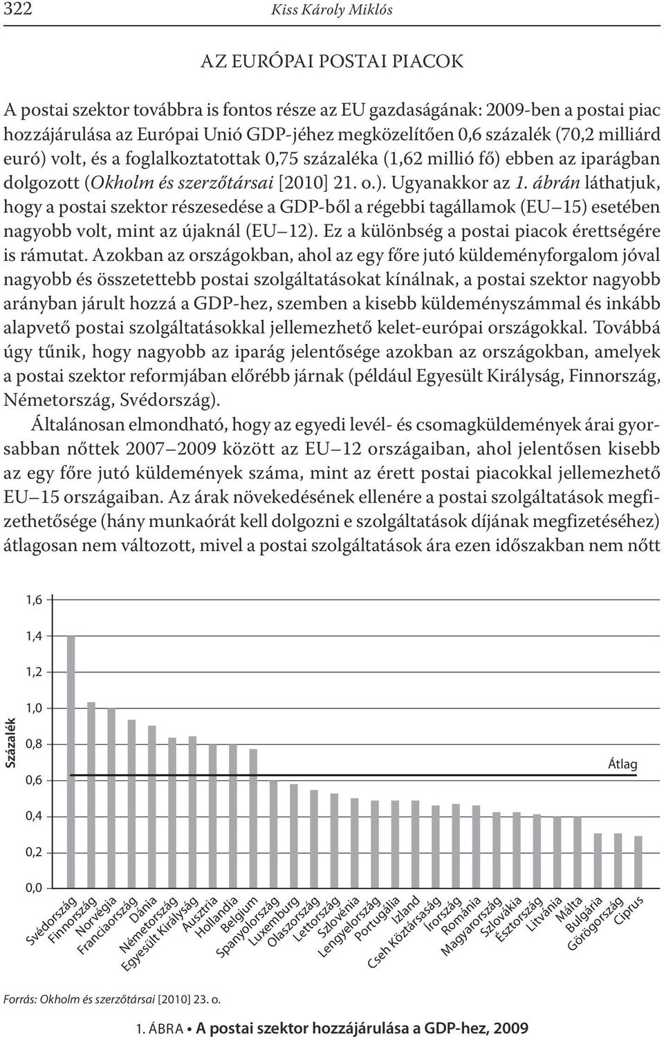 ábrán láthatjuk, hogy a postai szektor részesedése a GDP-ből a régebbi tagállamok (EU 15) esetében nagyobb volt, mint az újaknál (EU 12). Ez a különbség a postai piacok érettségére is rámutat.