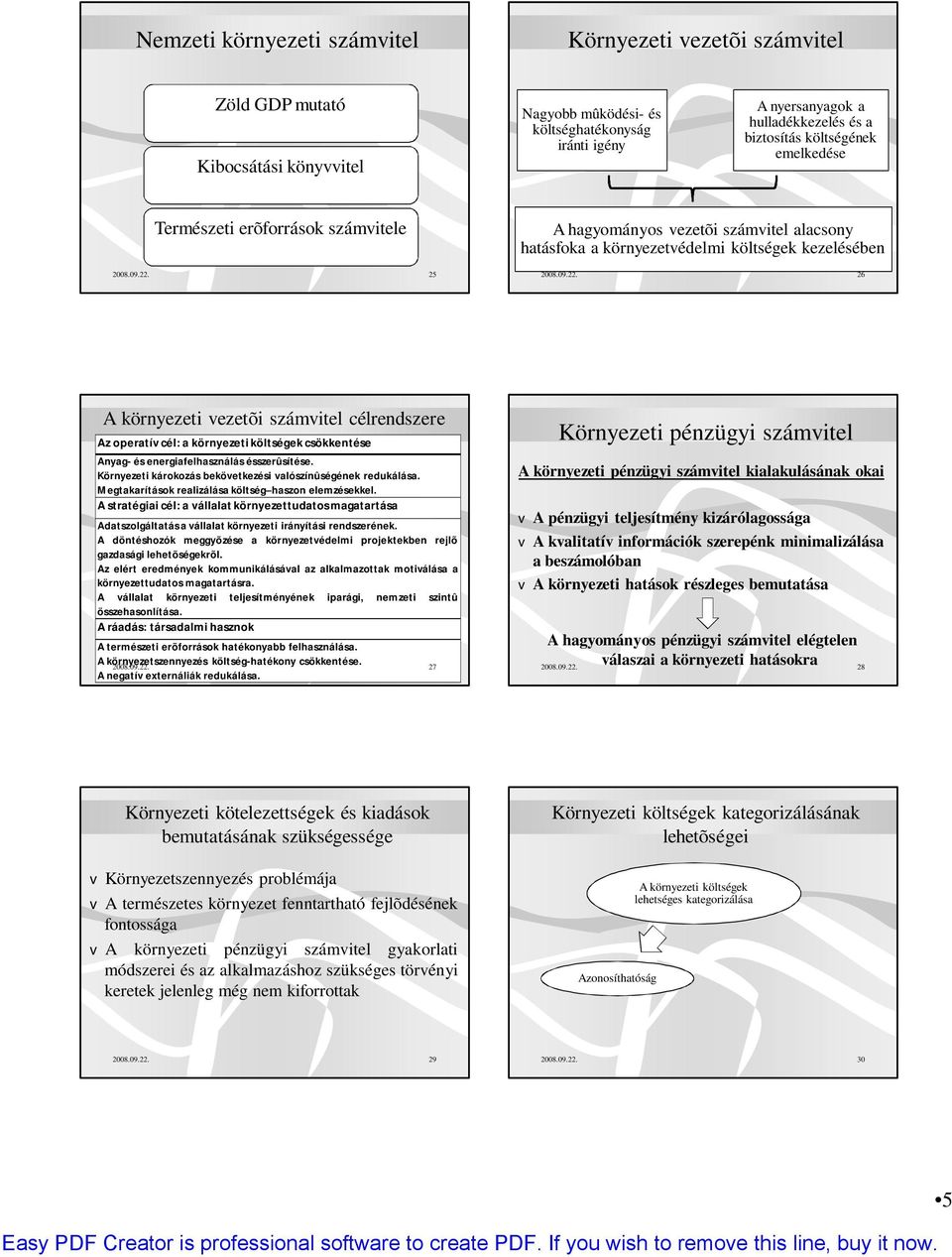 25 A hagyományos vezetõi számvitel alacsony hatásfoka a környezetvédelmi költségek kezelésében 2008.09.22.