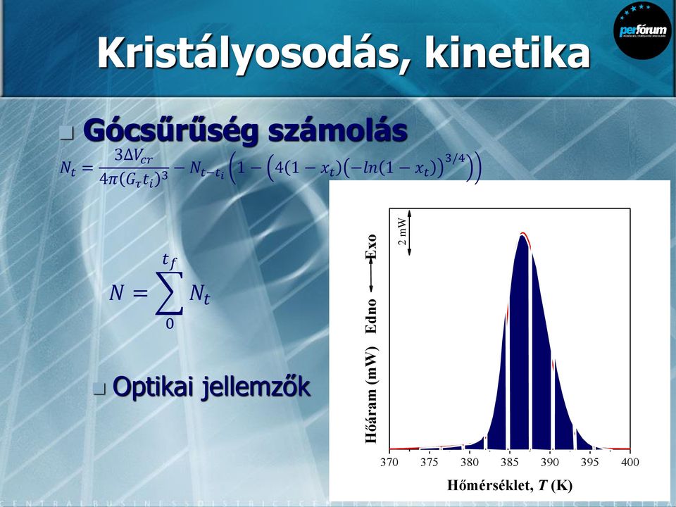 t f N t 0 Optikai jellemzők Hőáram (mw) Edno Exo 2 mw