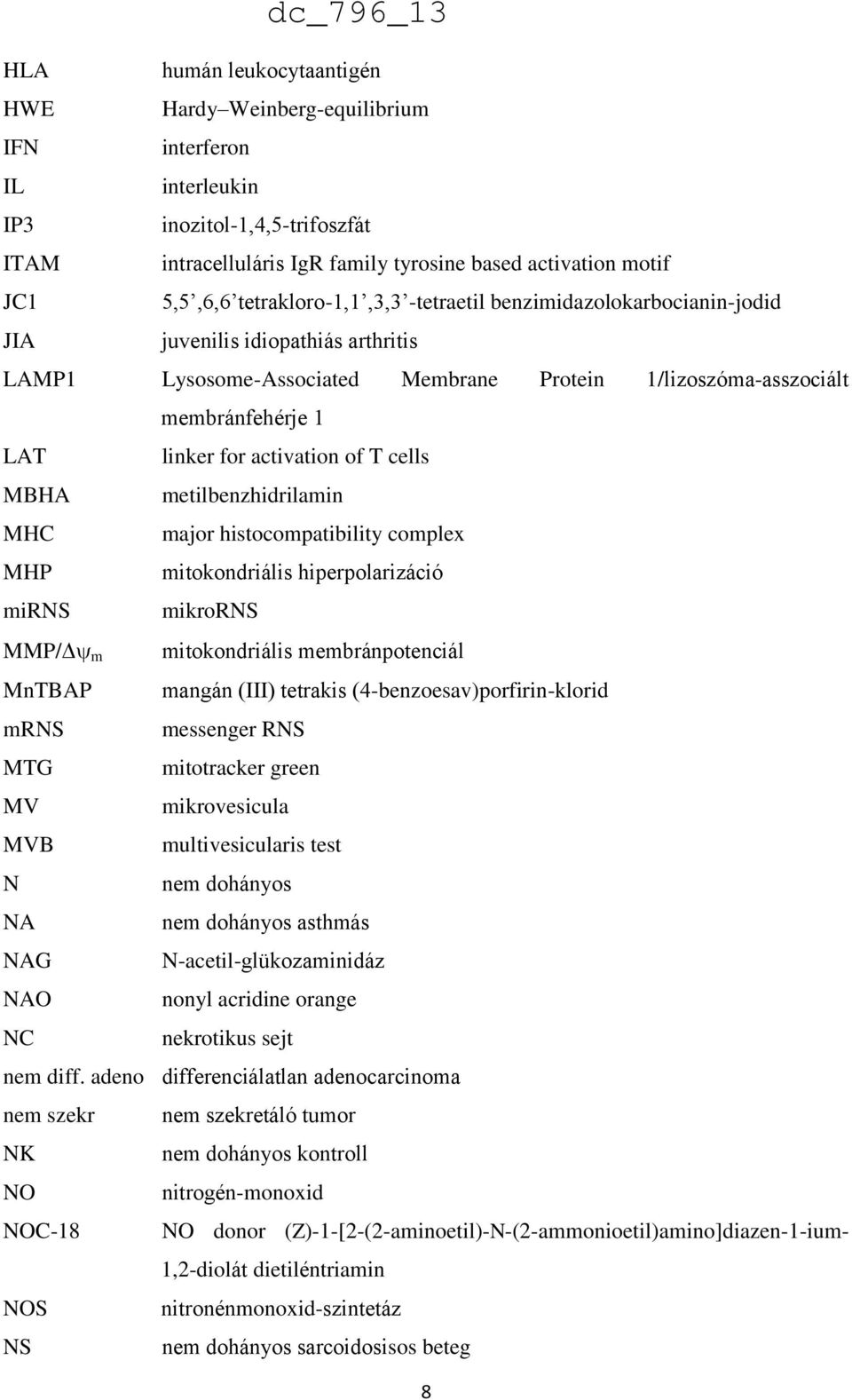 activation of T cells MBHA metilbenzhidrilamin MHC major histocompatibility complex MHP mitokondriális hiperpolarizáció mirns mikrorns MMP/ m mitokondriális membránpotenciál MnTBAP mangán (III)