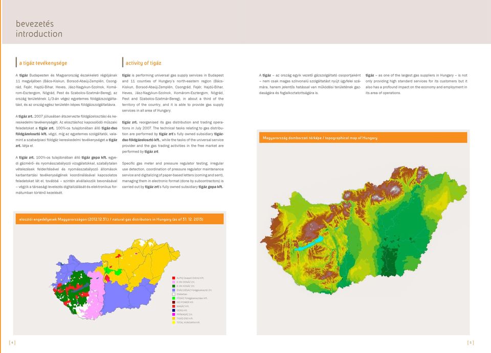 földgázszolgáltatásra. A tigáz zrt. 2007 júliusában átszervezte földgázelosztási és kereskedelmi tevékenységét. Az elosztáshoz kapcsolódó műszaki feladatokat a tigáz zrt.