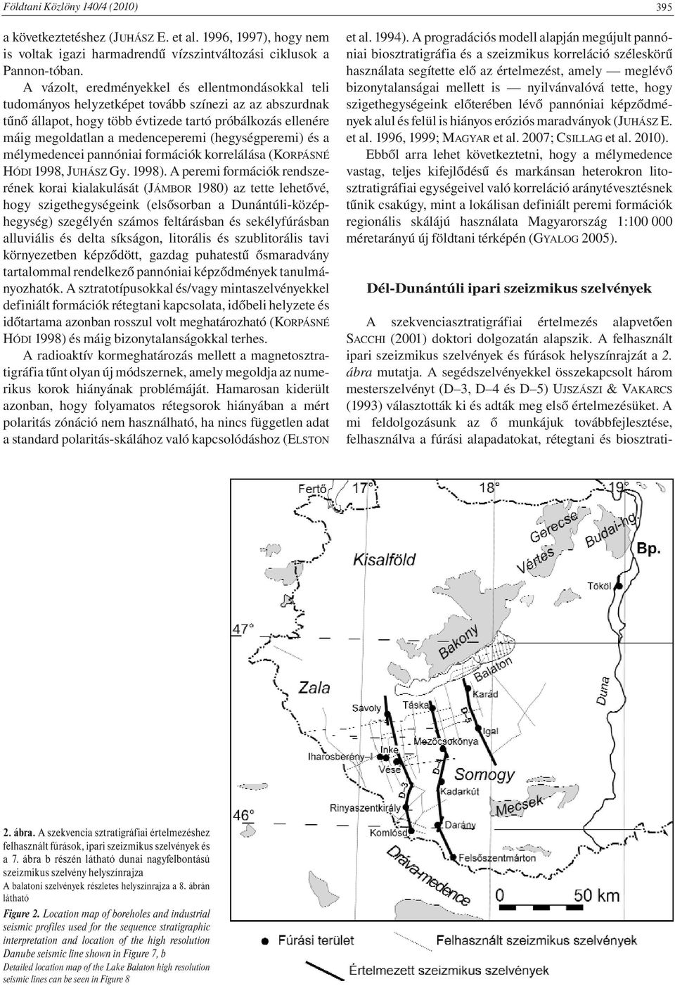 (hegységperemi) és a mélymedencei pannóniai formációk korrelálása (KORPÁSNÉ HÓDI 1998, JUHÁSZ Gy. 1998).