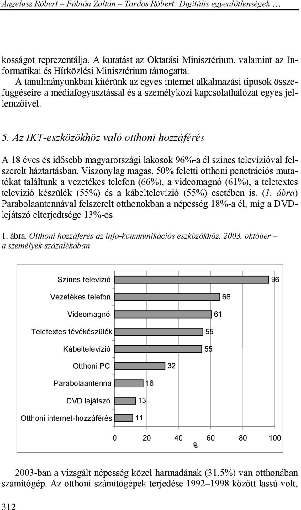 Az IKT-eszközökhöz való otthoni hozzáférés A 18 éves és idősebb magyarországi lakosok 96%-a él színes televízióval felszerelt háztartásban.