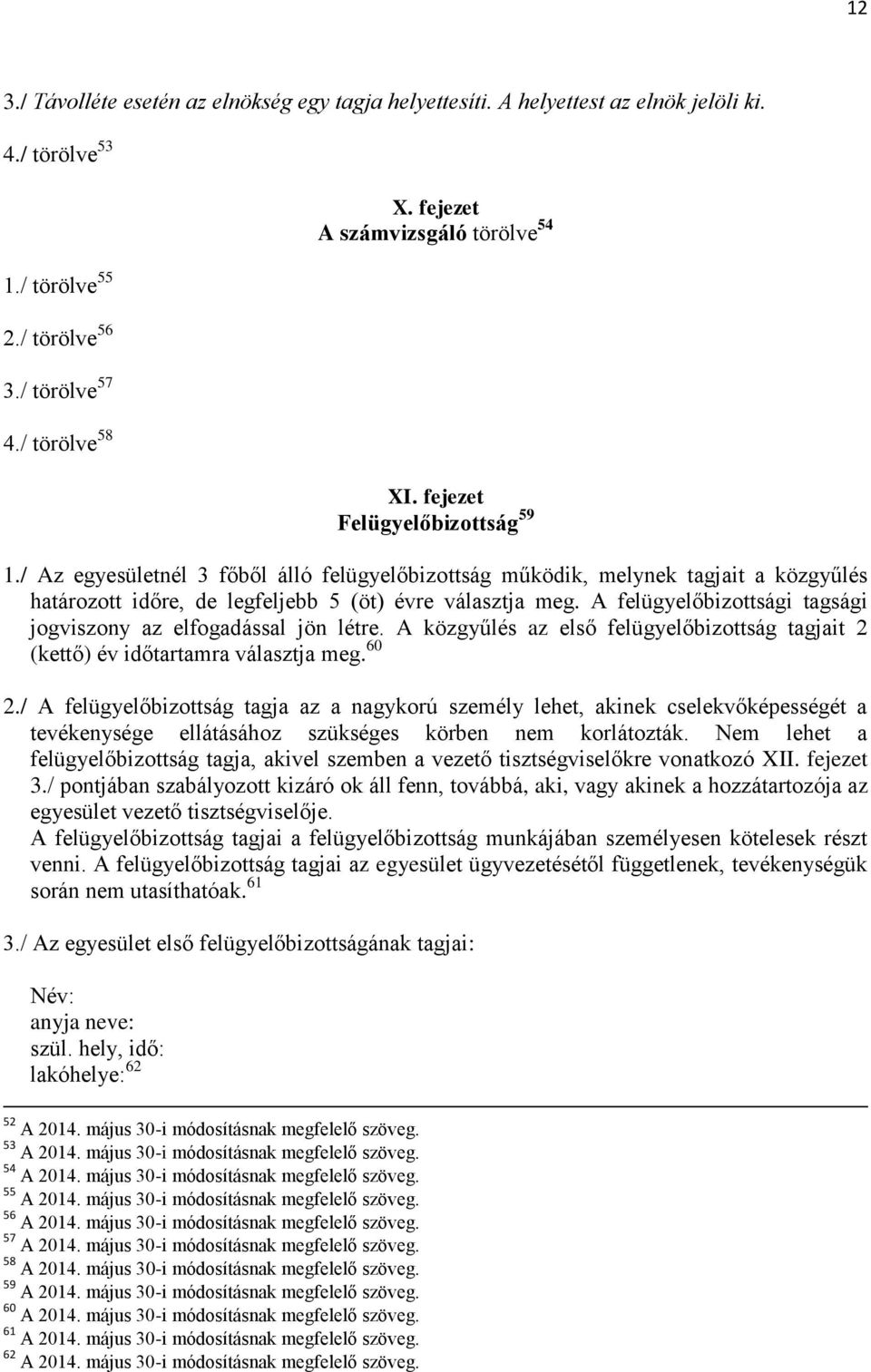 / Az egyesületnél 3 főből álló felügyelőbizottság működik, melynek tagjait a közgyűlés határozott időre, de legfeljebb 5 (öt) évre választja meg.