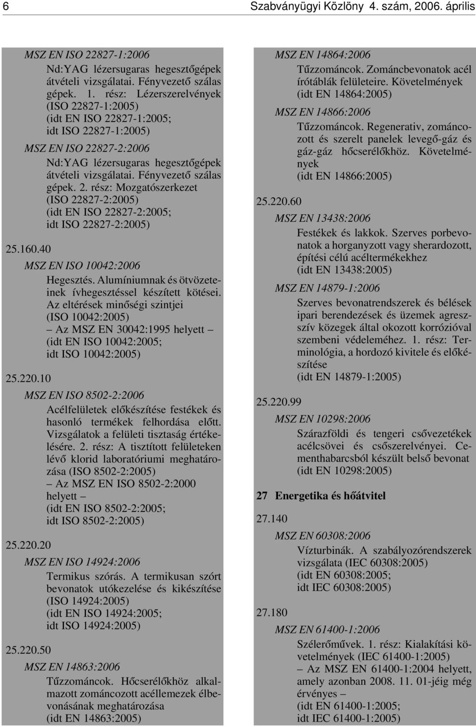 160.40 MSZ EN ISO 10042:2006 Hegesztés. Alumíniumnak és ötvözeteinek ívhegesztéssel készített kötései.