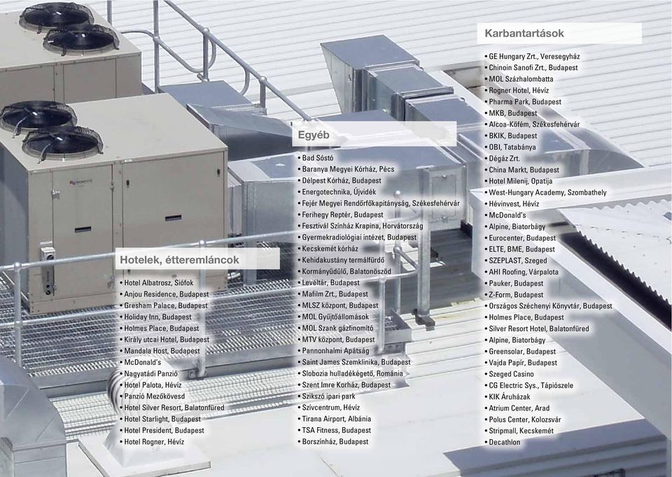 Sóstó Baranya Megyei Kórház, Pécs Délpest Kórház, Budapest Energotechnika, Újvidék Fejér Megyei Rendõrfõkapitányság, Székesfehérvár Ferihegy Reptér, Budapest Fesztivál Színház Krapina, Horvátország