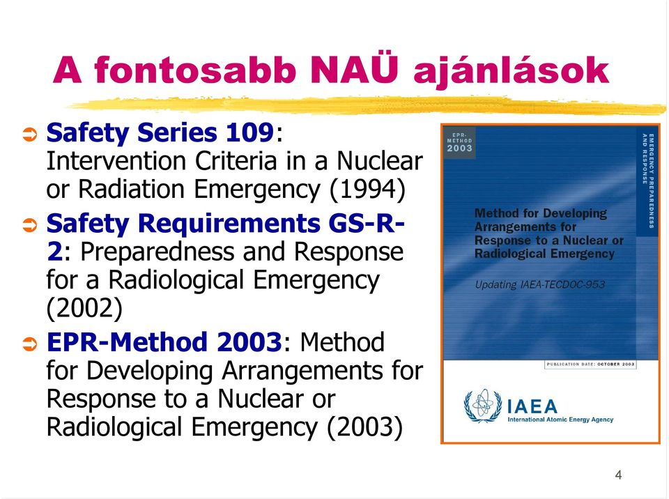 Preparedness and Response for a Radiological Emergency (2002) EPR-Method 2003: