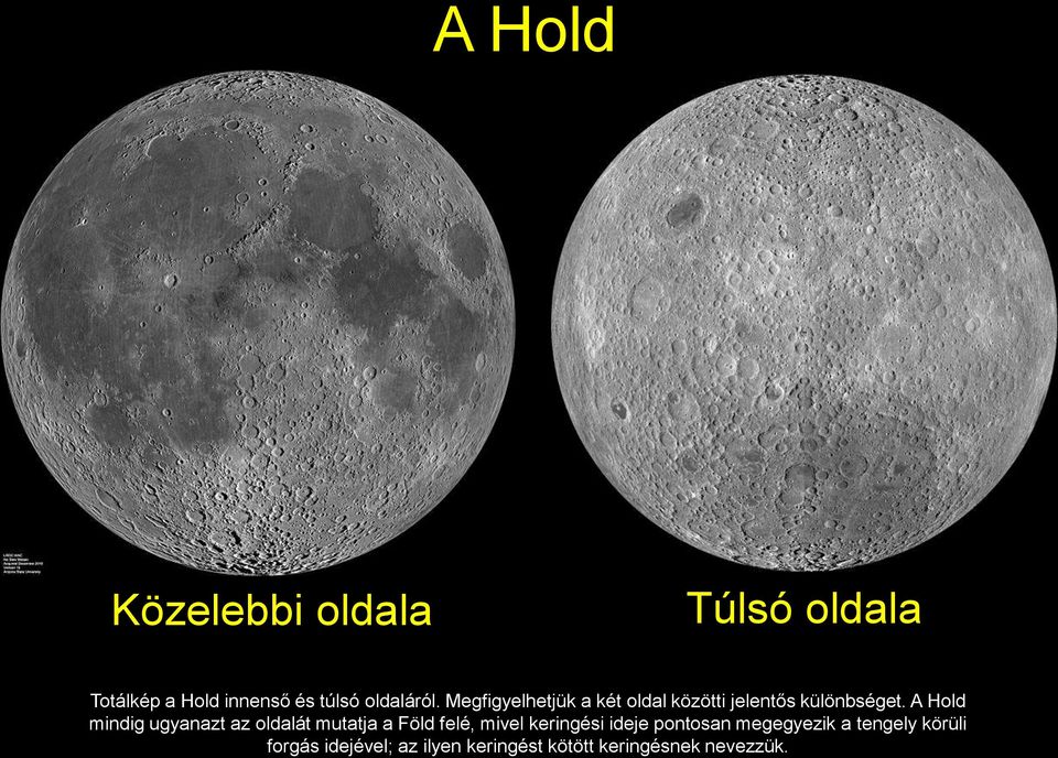 A Hold mindig ugyanazt az oldalát mutatja a Föld felé, mivel keringési ideje