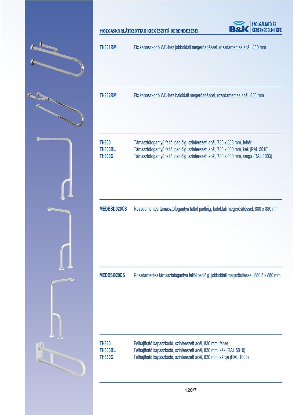 x 800 mm, sárga (RAL 1003) MEDBSD020CS Rozsdamentes támasztófogantyú faltól padlóig, baloldali megerősítéssel, 880 x 880 mm MEDBSI020CS Rozsdamentes támasztófogantyú faltól padlóig, jobboldali