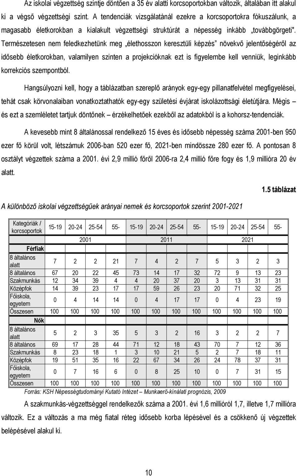 Természetesen nem feledkezhetünk meg élethosszon keresztüli képzés növekvı jelentıségérıl az idısebb életkorokban, valamilyen szinten a projekcióknak ezt is figyelembe kell venniük, leginkább