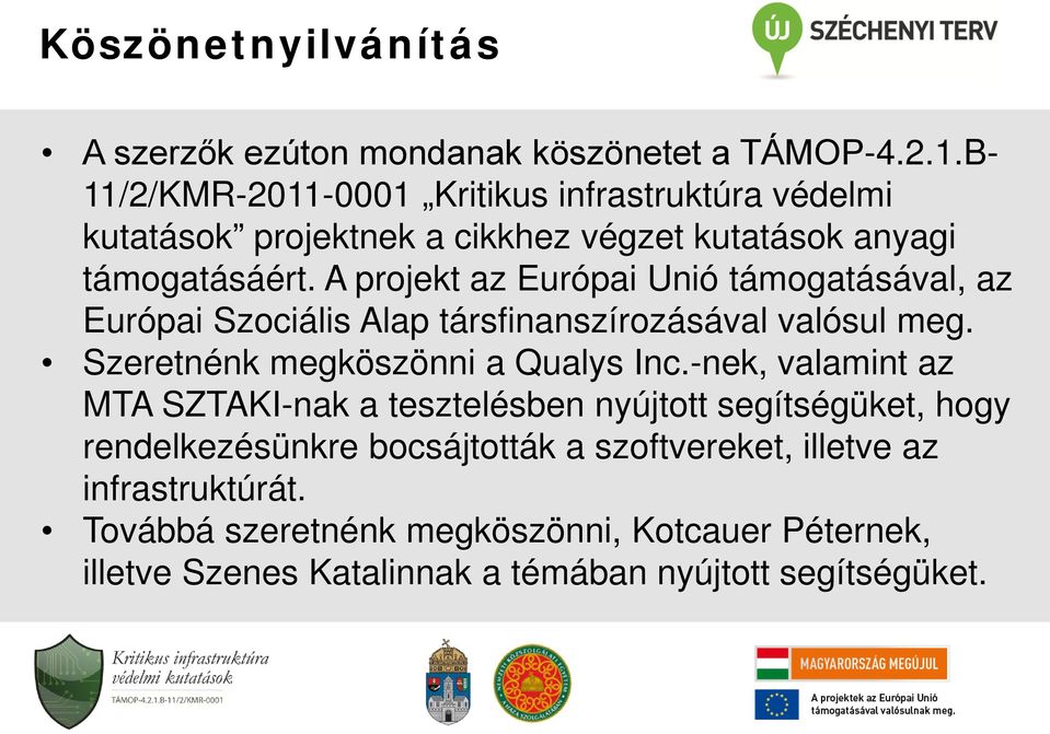 A projekt az Európai Unió támogatásával, az Európai Szociális Alap társfinanszírozásával valósul meg. Szeretnénk megköszönni a Qualys Inc.