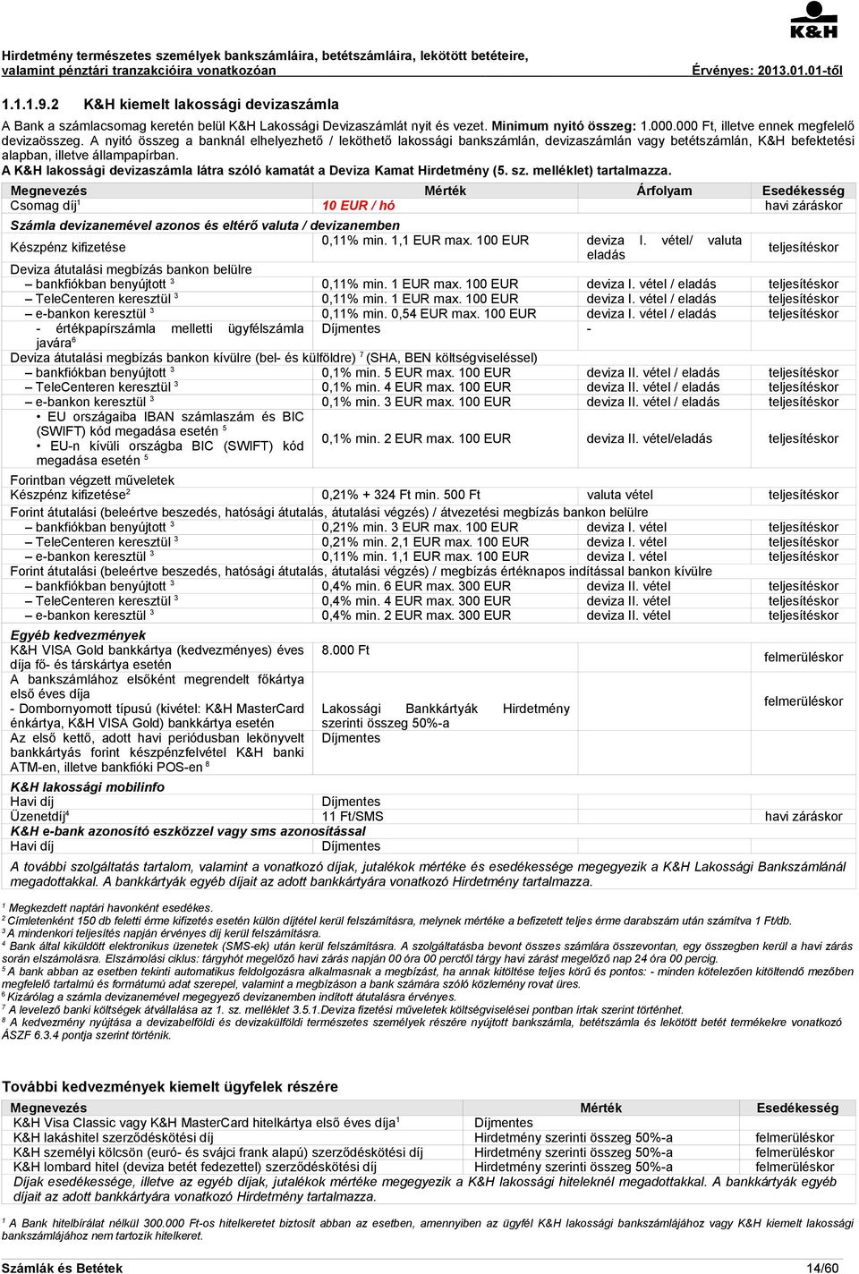 A K&H lakossági devizaszámla látra szóló kamatát a Deviza Kamat Hirdetmény (5. sz. melléklet) tartalmazza.