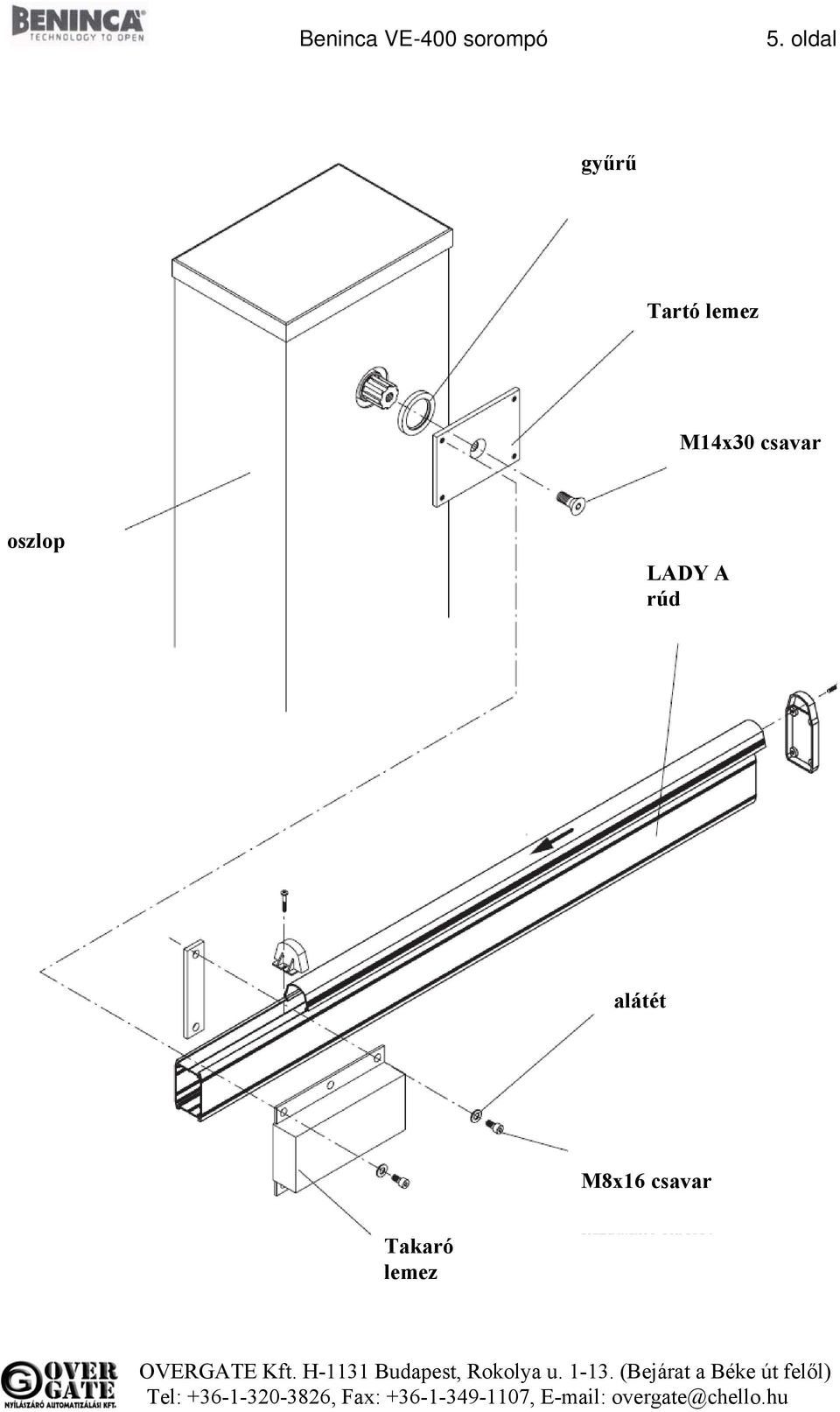 M14x30 csavar oszlop LADY A