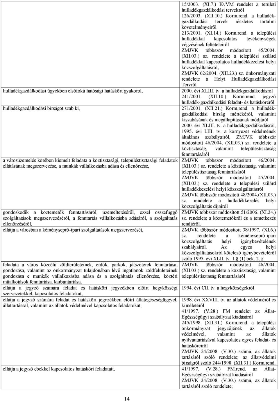 vállalkozásba adásáról, a szolgáltatás ellenőrzéséről, ellátja a városban a kéményseprő-ipari szolgáltatások megszervezését, feladata a város közcélú zöldterületeinek, erdők, parkok, játszóterek