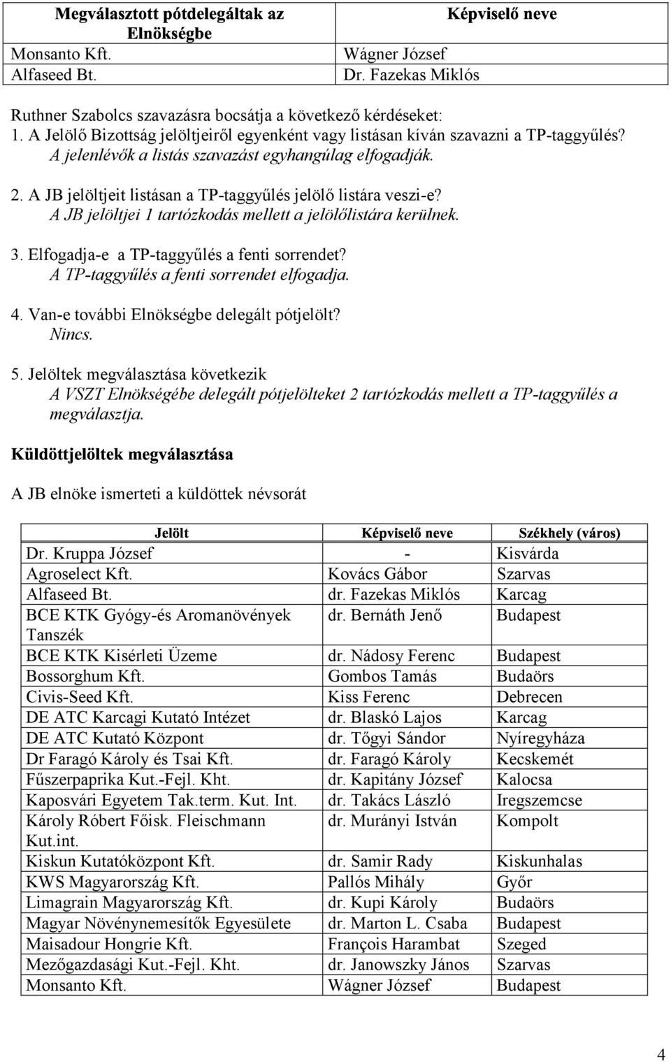 Van-e további Elnökségbe delegált pótjelölt?!"!# &'(%)*!+$ %,-'./!01%234*5 5.