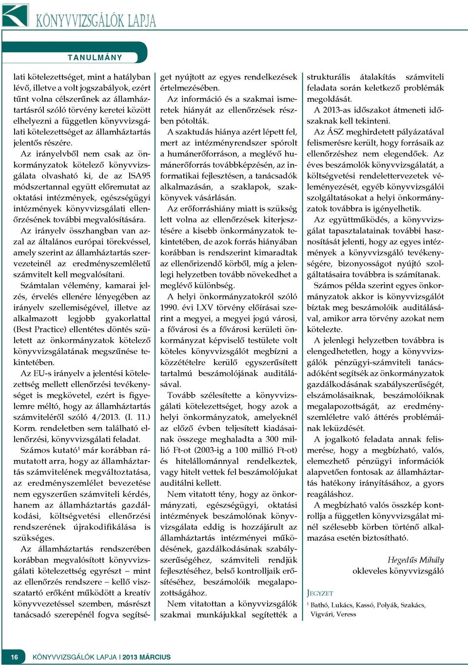 Az irányelvből nem csak az önkormányzatok kötelező könyvvizsgálata olvasható ki, de az ISA95 módszertannal együtt előremutat az oktatási intézmények, egészségügyi intézmények könyvvizsgálati