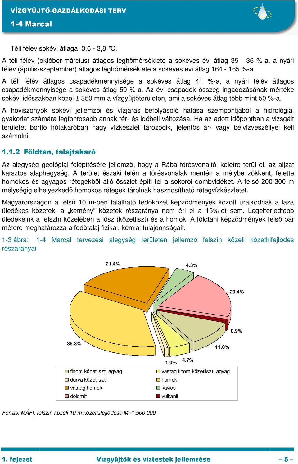 A téli félév átlagos csapadékmennyisége a sokéves átlag 41 %-a, a nyári félév átlagos csapadékmennyisége a sokéves átlag 59 %-a.