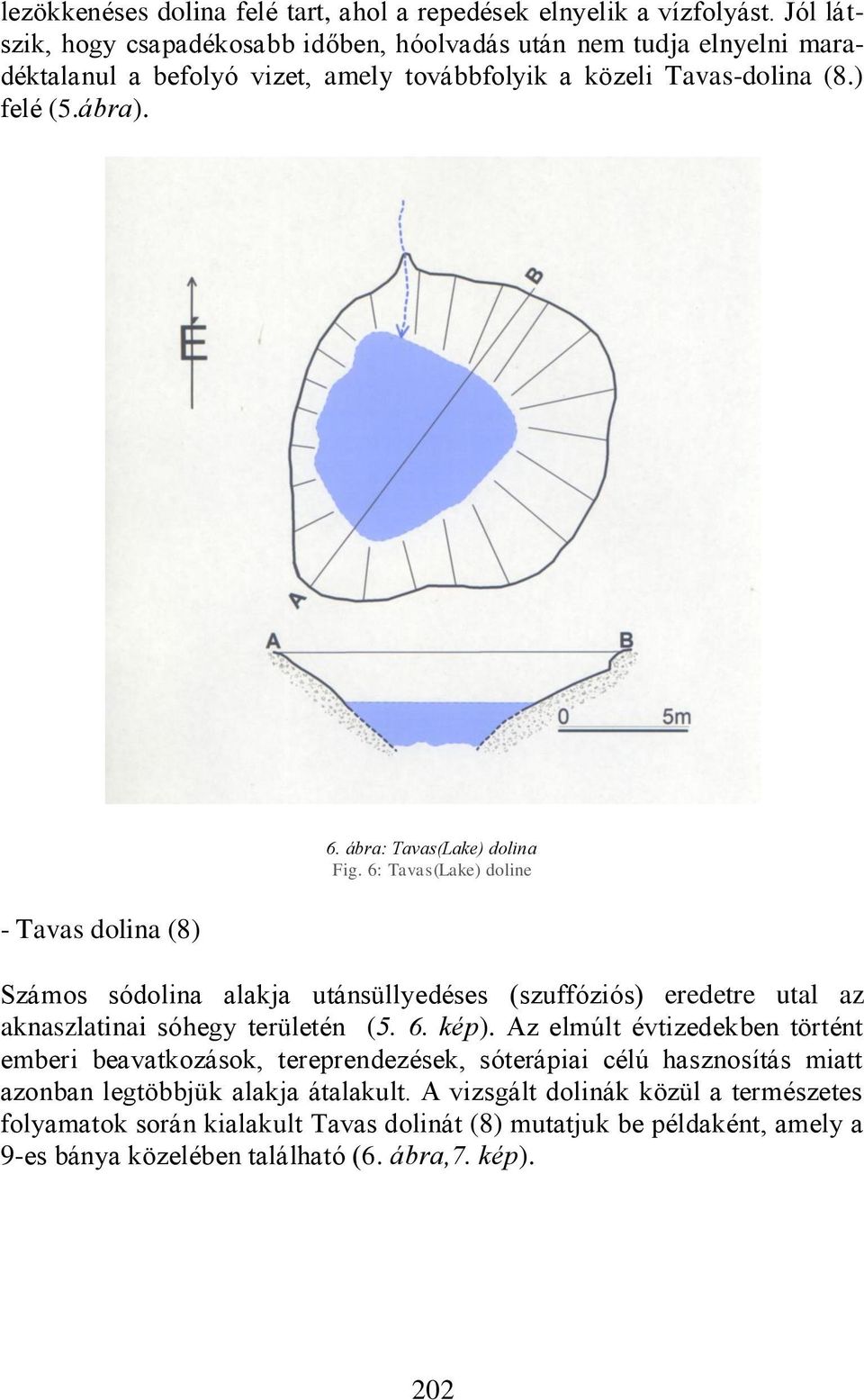 - Tavas dolina (8) 6. ábra: Tavas(Lake) dolina Fig. 6: Tavas(Lake) doline Számos sódolina alakja utánsüllyedéses (szuffóziós) eredetre utal az aknaszlatinai sóhegy területén (5. 6. kép).