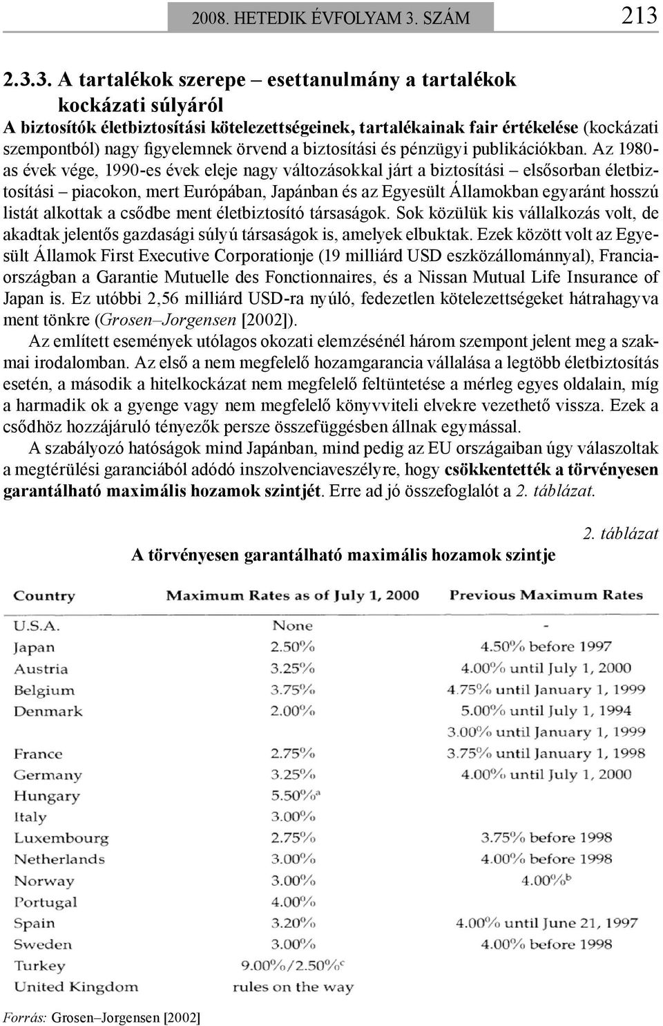 2.3.3. A tartalékok szerepe esettanulmány a tartalékok kockázati súlyáról A biztosítók életbiztosítási kötelezettségeinek, tartalékainak fair értékelése (kockázati szempontból) nagy figyelemnek