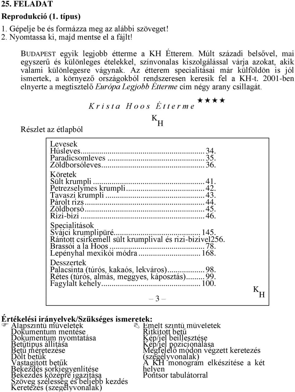 Az étterem specialitásai már külföldön is jól ismertek, a környező országokból rendszeresen keresik fel a KH-t. 2001-ben elnyerte a megtisztelő Európa Legjobb Étterme cím négy arany csillagát.