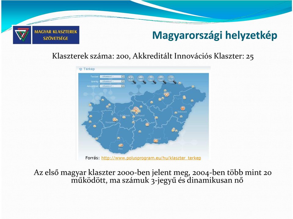 eu/hu/klaszter_terkep Az első magyar klaszter 2000-ben jelent