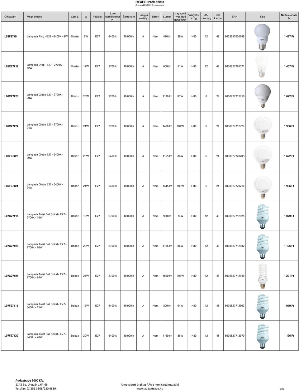 000 h A Nem 600 lm 51W > 80 12 48 8030827720371 1 457 Ft L06C27#20 Lampada Globo E27-2700K - 20W Doboz 20W E27 2700 k 10.