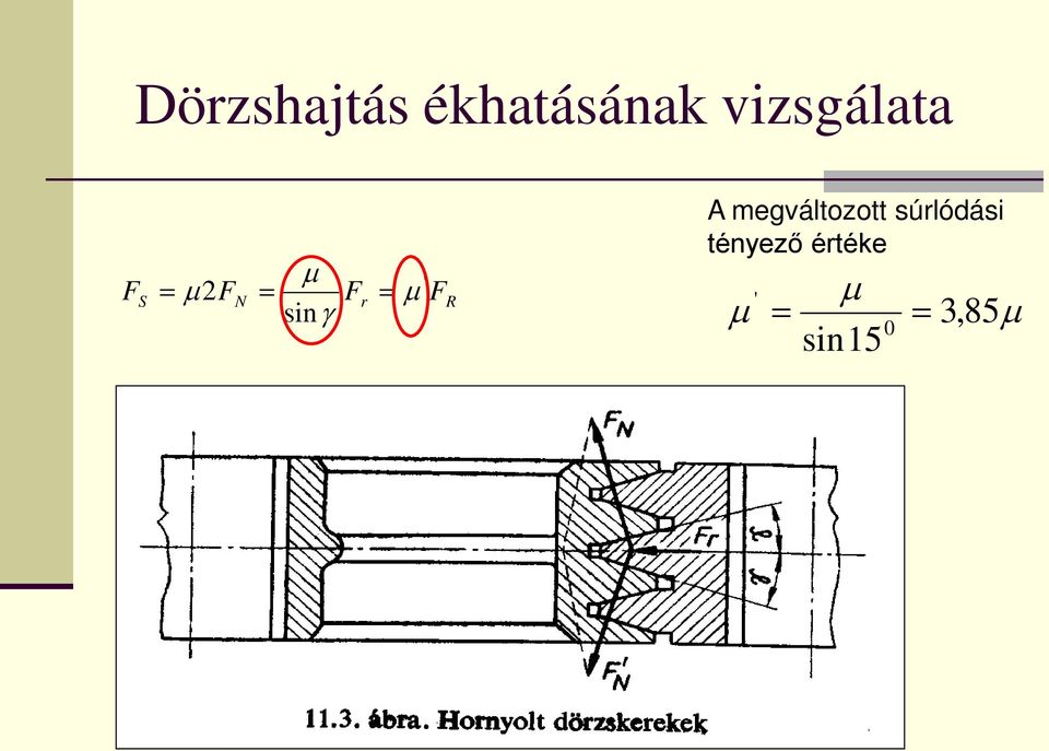 = µ F sin γ R A megváltozott