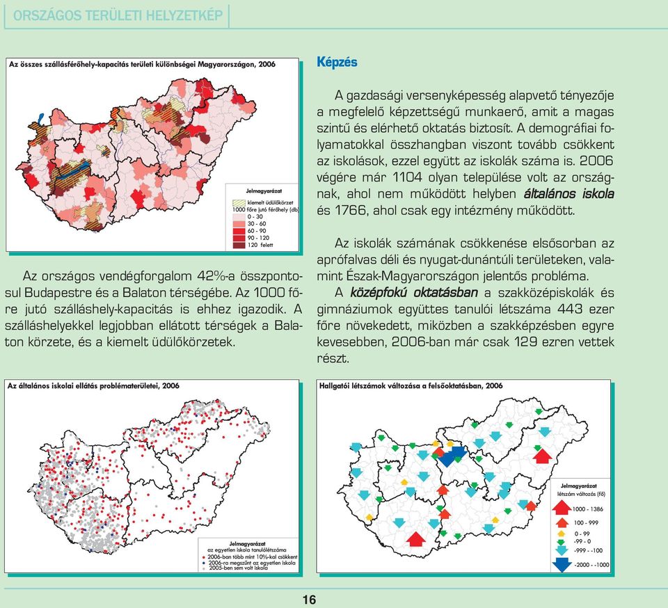 2006 végére már 1104 olyan települése volt az országnak, ahol nem mûködött helyben általános iskola és 1766, ahol csak egy intézmény mûködött.