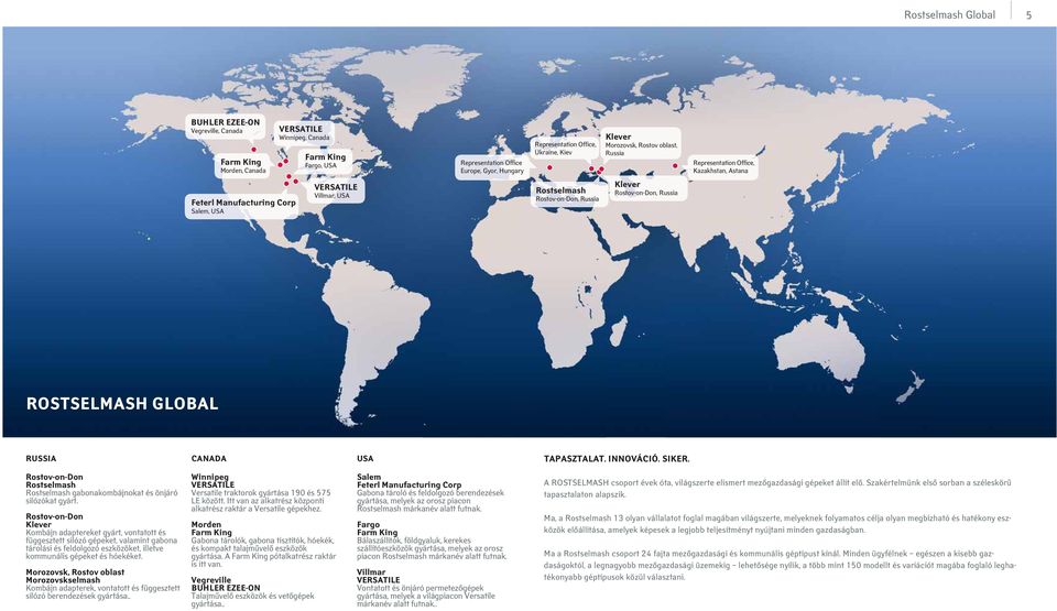 Rostov-on-Don, Russia ROSTSELMASH GLOBAL RUSSIA CANADA USA TAPASZTALAT. INNOVÁCIÓ. SIKER. Rostov-on-Don Rostselmash Rostselmash gabonakombájnokat és önjáró silózókat gyárt.
