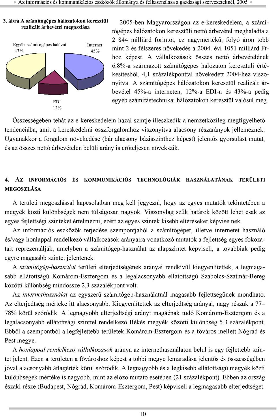 A vállalkozások összes nettó árbevételének 6,8%-a származott számítógépes hálózaton keresztüli értékesítésből, 4,1 százalékponttal növekedett 2004-hez viszonyítva.