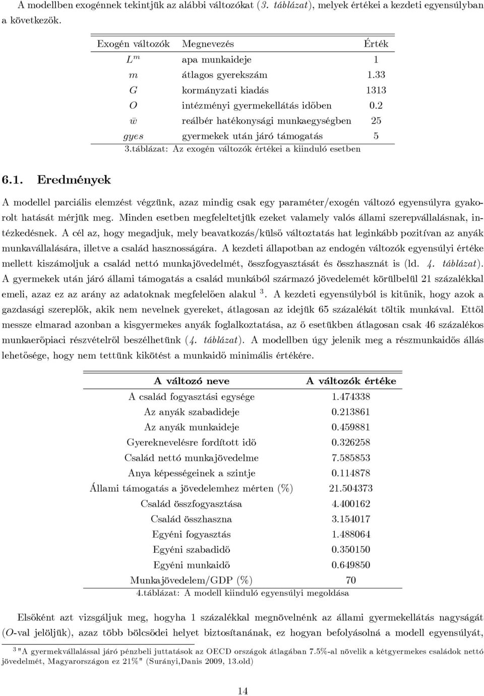 után járó támogatás 5 3.táblázat: Az exogén változók értékei a kiinduló esetben 6.