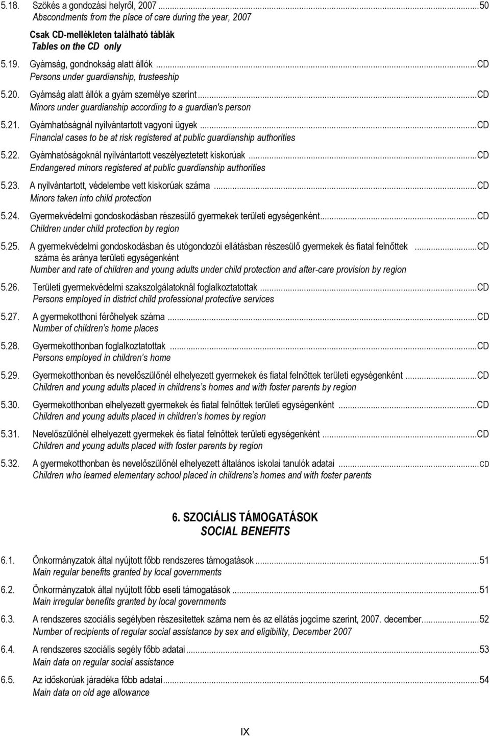 Gyámhatóságnál nyilvántartott vagyoni ügyek...cd Financial cases to be at risk registered at public guardianship authorities 5.22. Gyámhatóságoknál nyilvántartott veszélyeztetett kiskorúak.