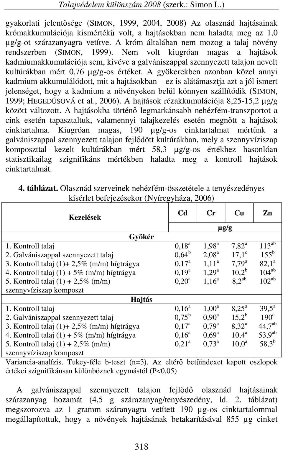 A króm általában nem mozog a talaj növény rendszerben (SIMON, 1999).