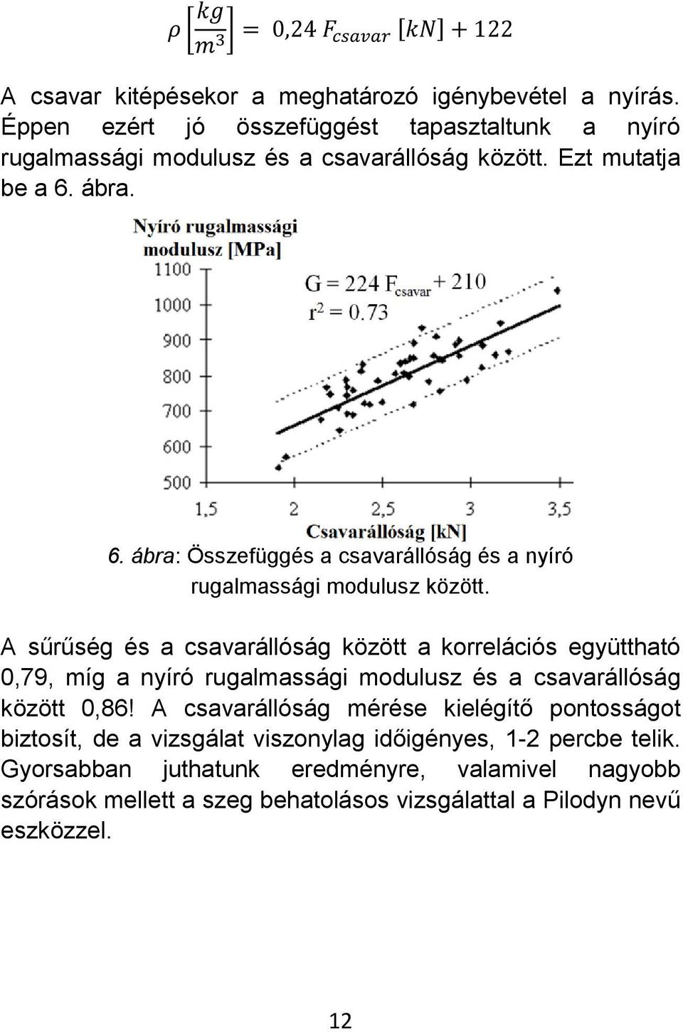 ábra. 6. ábra: Összefüggés a csavarállóság és a nyíró rugalmassági modulusz között.