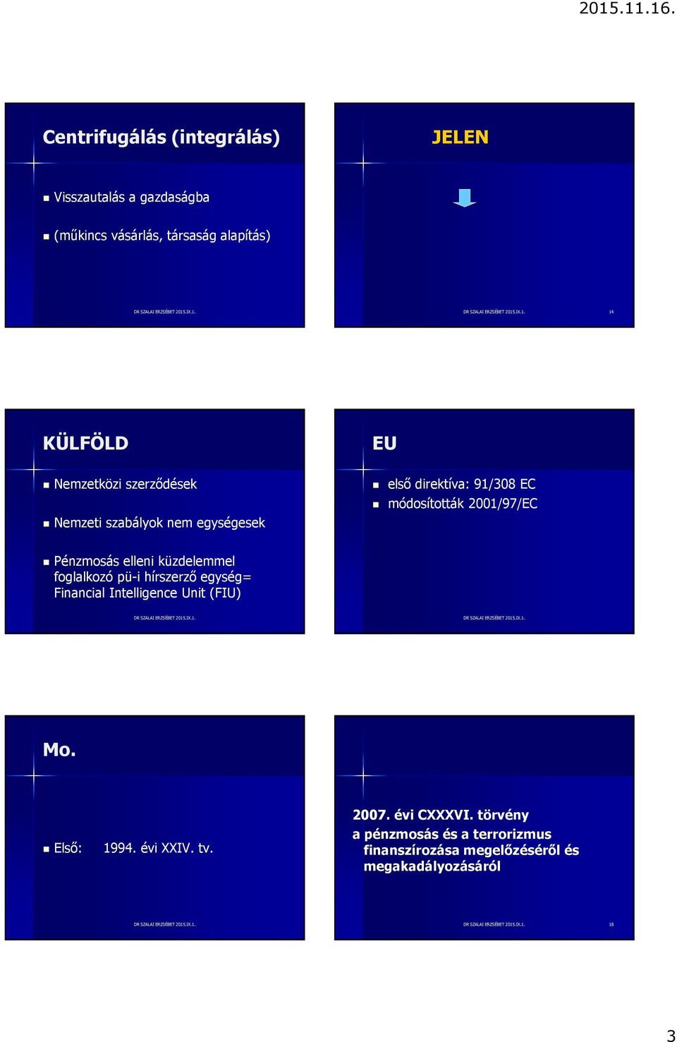 Pénzmosás elleni küzdelemmel foglalkozó pü-i hírszerző egység= Financial Intelligence Unit (FIU) Mo. Első: 1994.