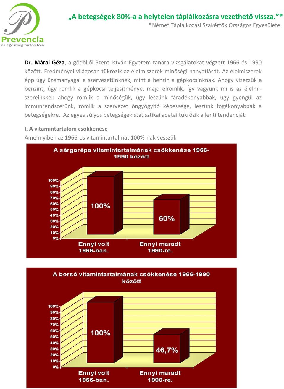 Így vagyunk mi is az élelmiszereinkkel: ahogy romlik a minőségük, úgy leszünk fáradékonyabbak, úgy gyengül az immunrendszerünk, romlik a szervezet öngyógyító képessége,