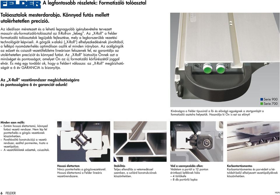 Az X-Roll a Felder formatizáló tolóasztalok legújabb fejlesztése, mely a legkorszerűbb vezetési technológiát képviseli.