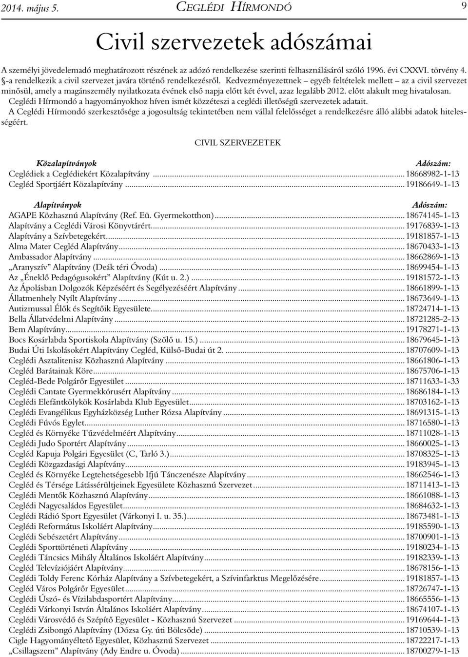 Kedvezményezettnek egyéb feltételek mellett az a civil szervezet minősül, amely a magánszemély nyilatkozata évének első napja előtt két évvel, azaz legalább 2012. előtt alakult meg hivatalosan.