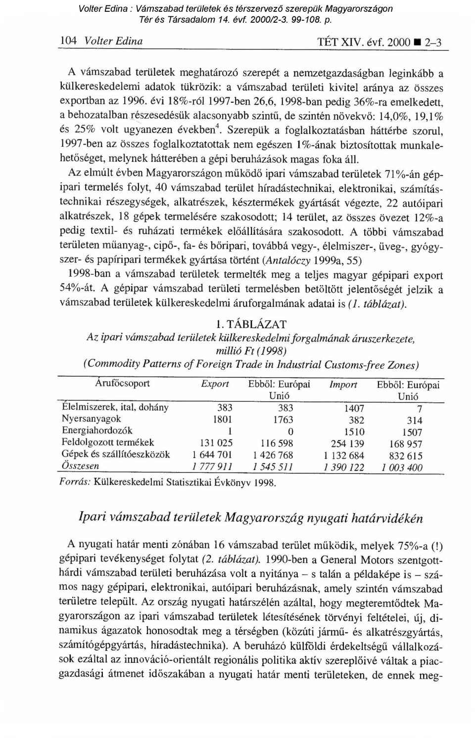 évi 18%-ról 1997-ben 26,6, 1998-ban pedig 36%-ra emelkedett, a behozatalban részesedésük alacsonyabb szint ű, de szintén növekv ő: 14,0%, 19,1% és 25% volt ugyanezen években 4.