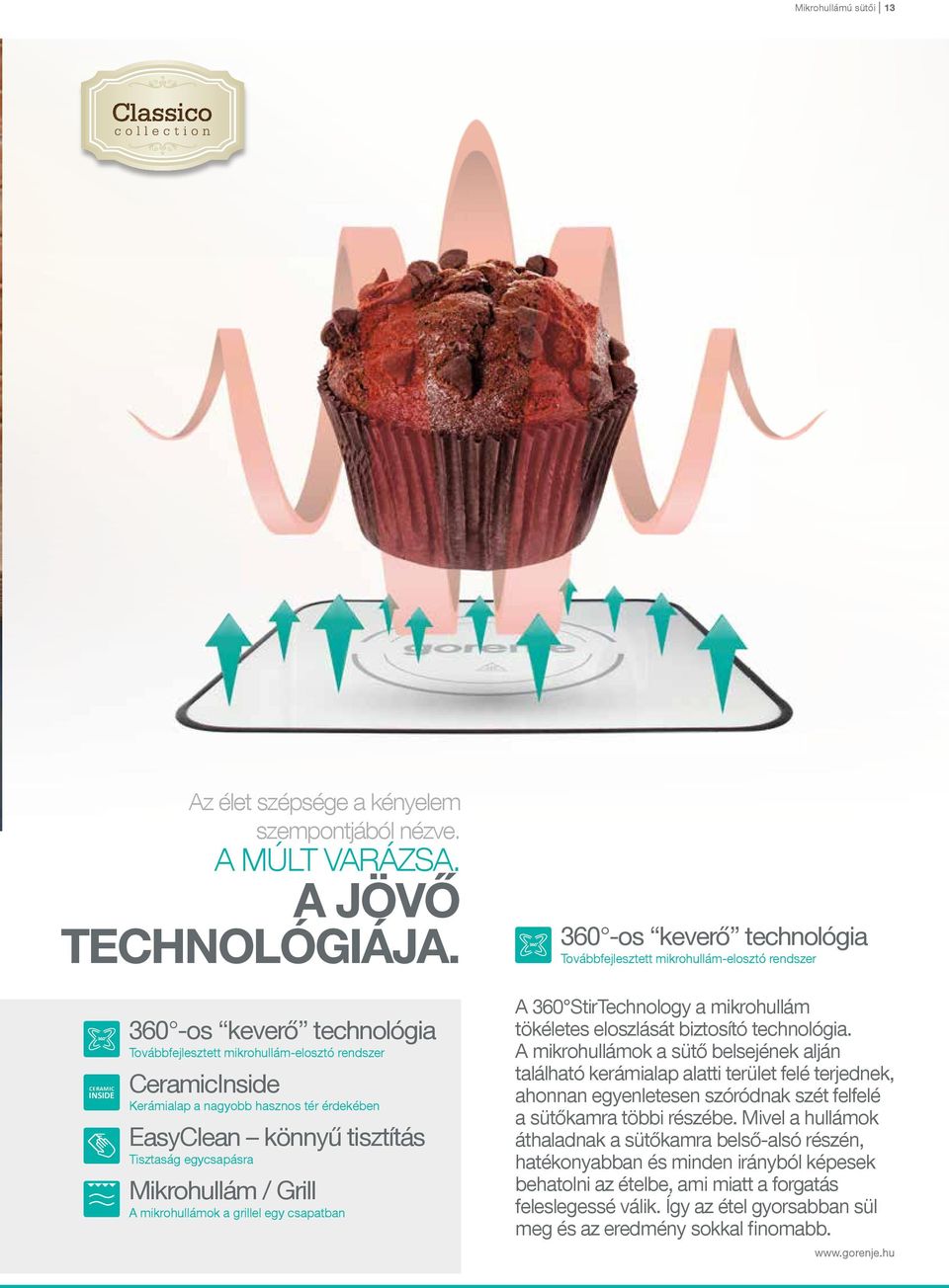 hasznos tér érdekében EasyClean könnyű tisztítás Tisztaság egycsapásra Mikrohullám / Grill A mikrohullámok a grillel egy csapatban A 360 StirTechnology a mikrohullám tökéletes eloszlását biztosító