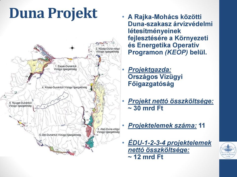 Projektgazda: Országos Vízügyi Főigazgatóság Projekt nettó összköltsége: ~ 30