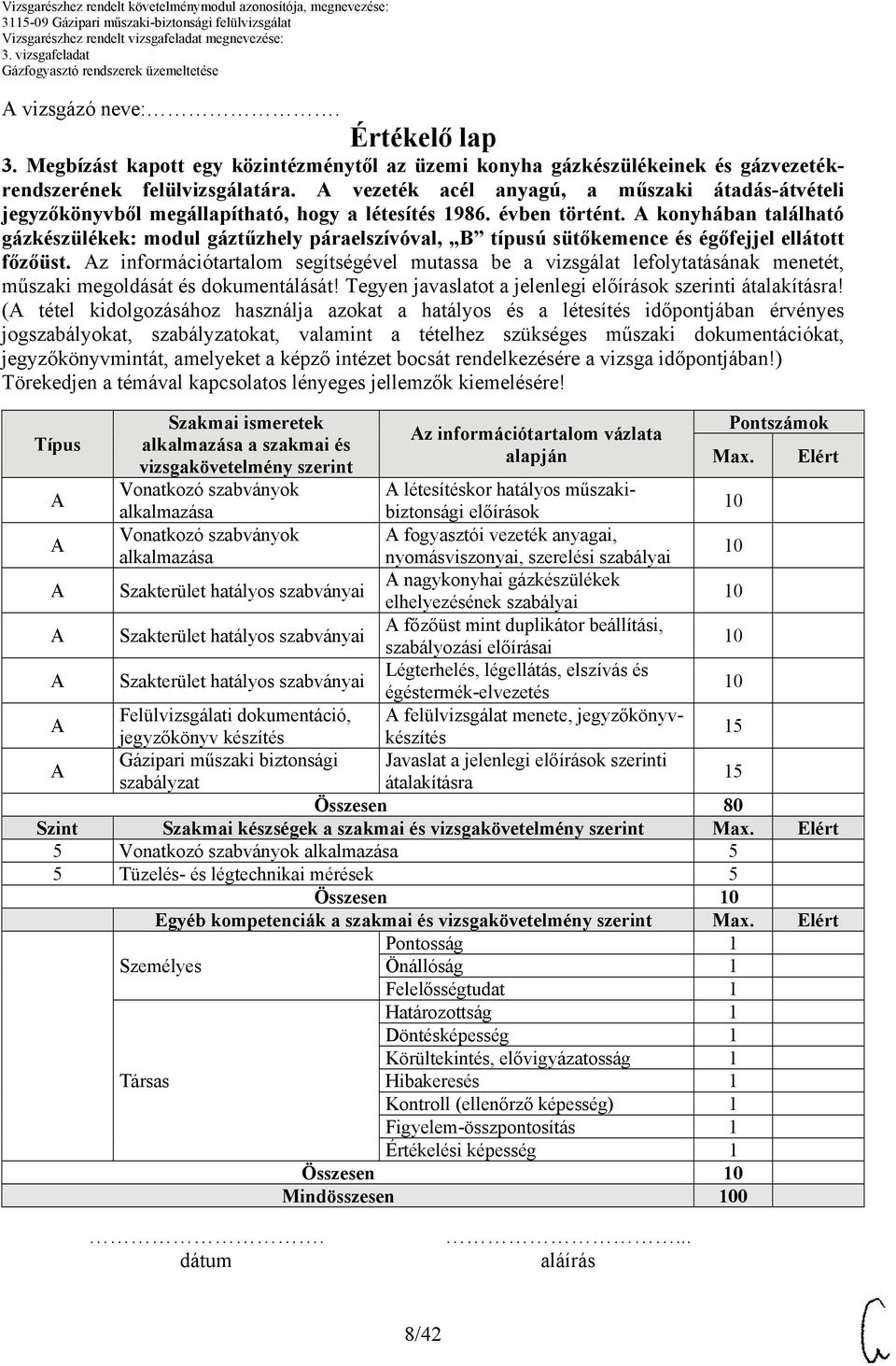 konyhában található gázkészülékek: modul gáztűzhely páraelszívóval, B típusú sütőkemence és égőfejjel ellátott főzőüst.