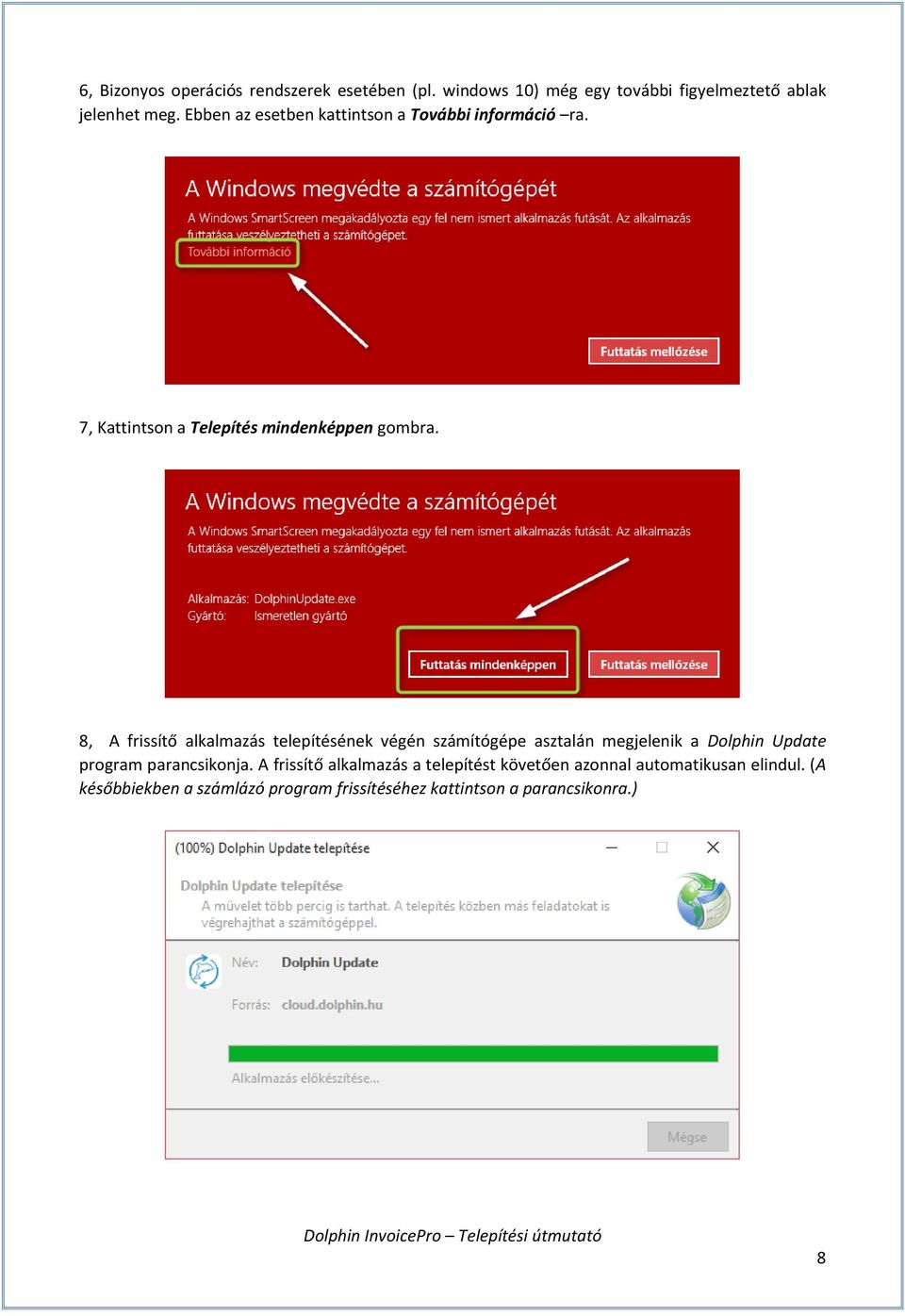 8, A frissítő alkalmazás telepítésének végén számítógépe asztalán megjelenik a Dolphin Update program parancsikonja.